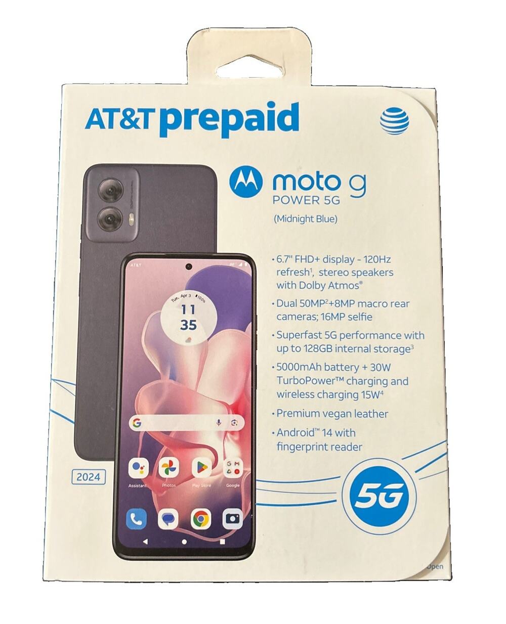 Motorola Moto G Power 5G 2024 AT&T Prepaid 128GB Android 14 New & Factory Sealed